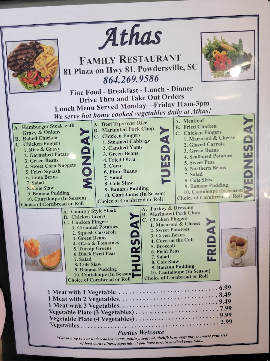 Athas Family Restaurant Menu - Image 2